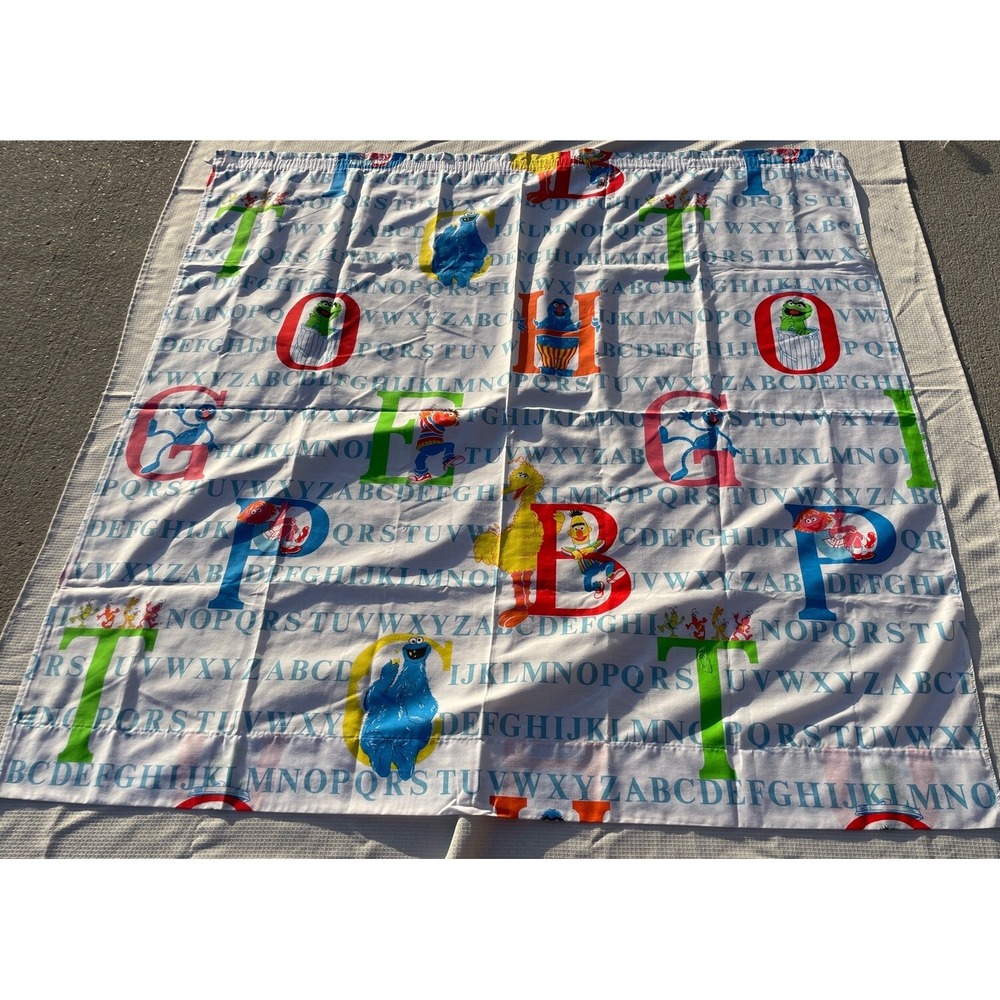 Vintage Sesame Street Letters ABC Fabric Sheet For Craft Sewing 52" X 54"